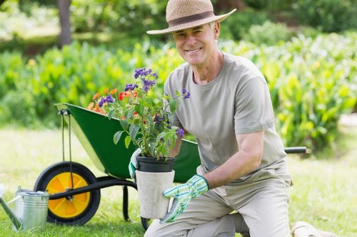 Team training session on safe use of equipment for gardening staff